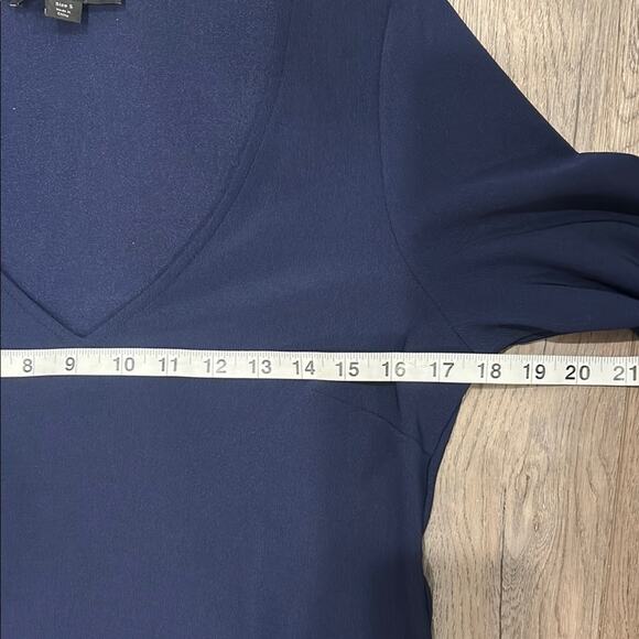 Boston Proper Beyond Travel Navy Blue Sheath V Neck Grommet Dress Size Small - Picture 7 of 15